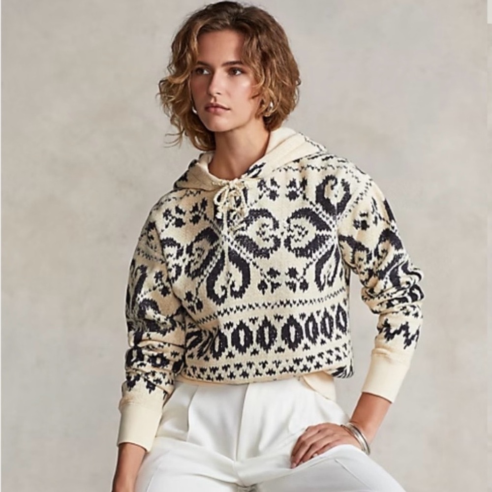 Polo Ralph Lauren Fair Isle Hooded Sweater Pullover Printed Sweatshirt Size XS